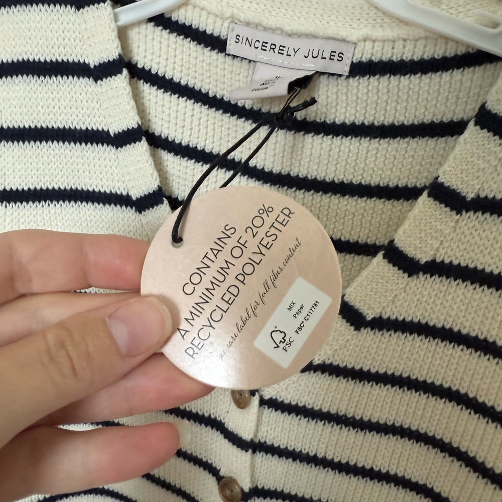 NWT Striped Knit Vest with Buttons - Sincerely Jules - Picture 2 of 4